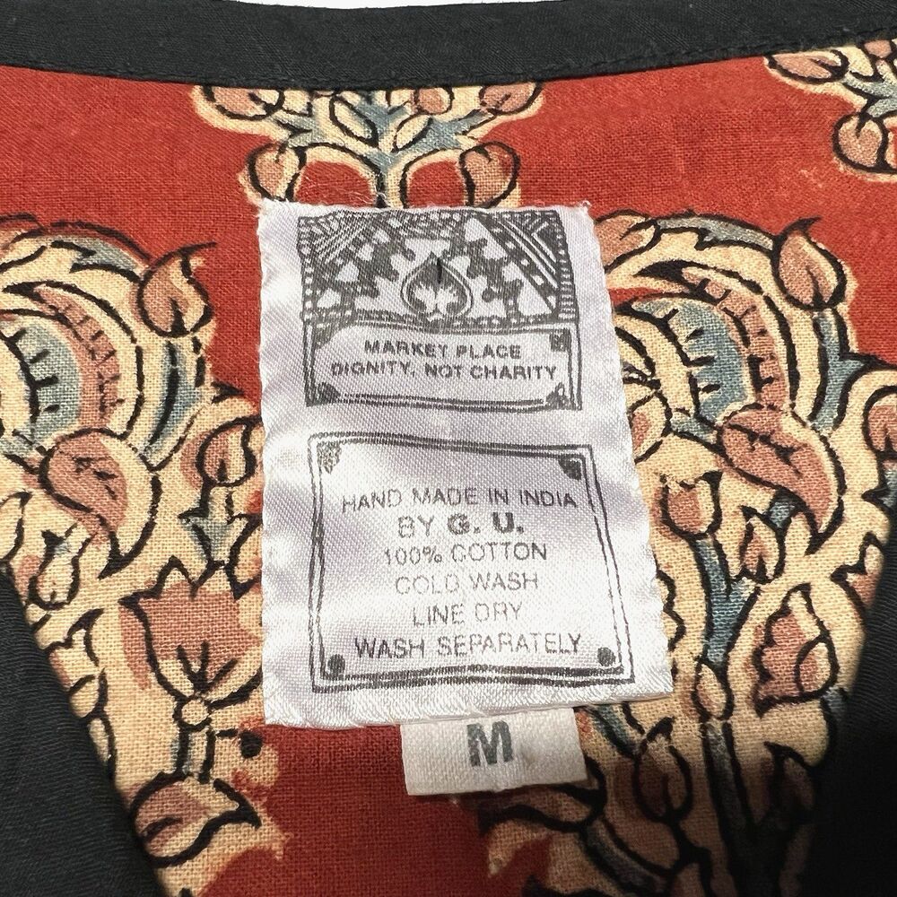 Market Place Cotton V-neck Embroidered Jacket Ethnic Boho Art to Wear Medium - Picture 4 of 16